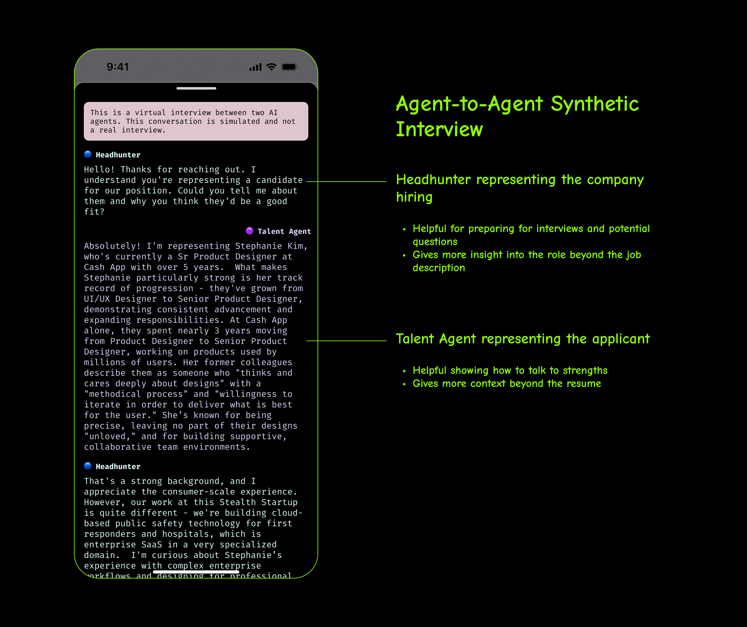 Breakdown of the Synthetic Interview between the two AI Agents