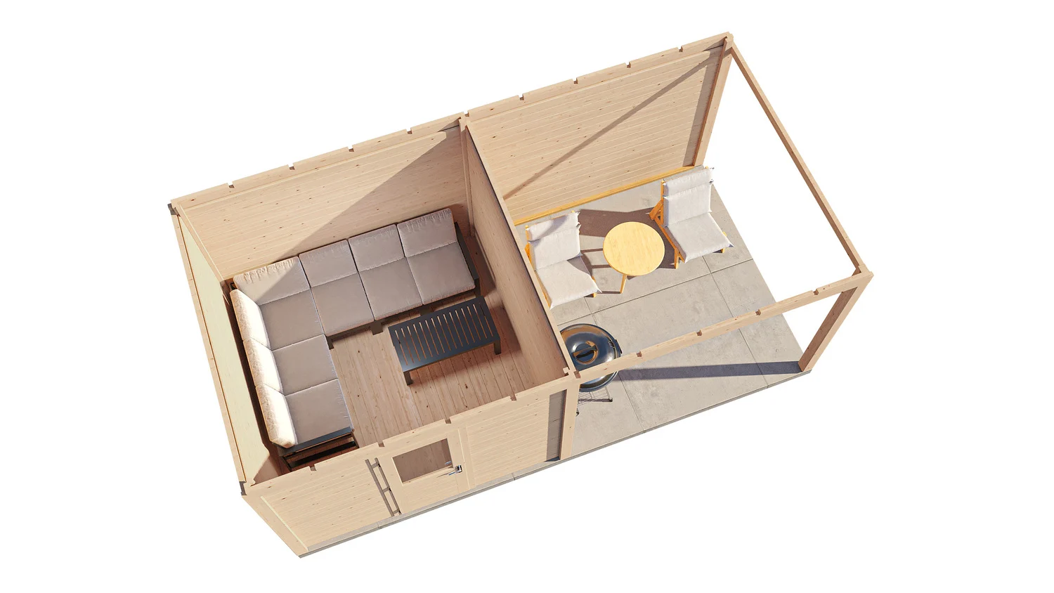 3D floor plan of a garden house