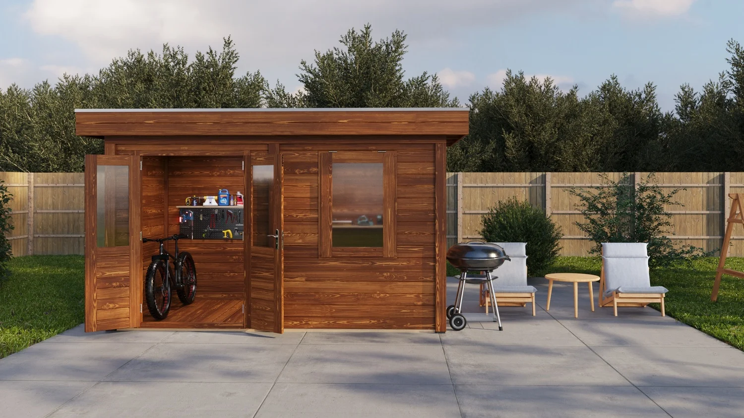 Photorealistic 3D rendering of summer cottages
