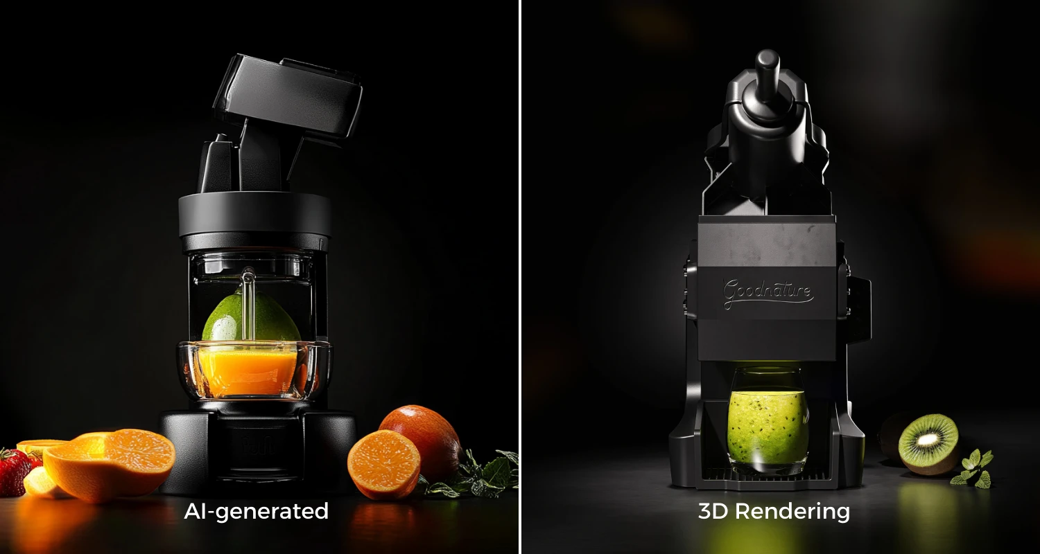 AI product photos of a juicer