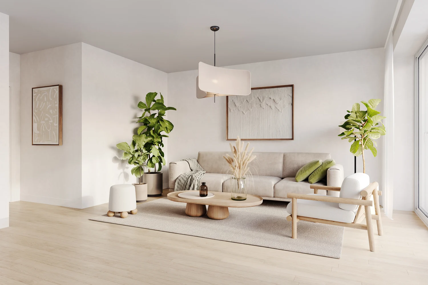 3D render of cozy studio apartment