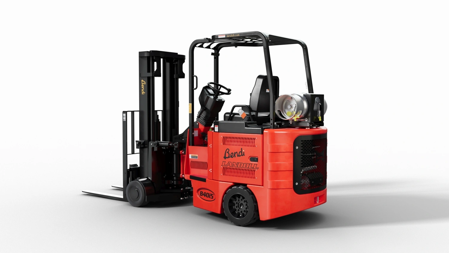 Car 3d render of a red articulated forklift vehicle