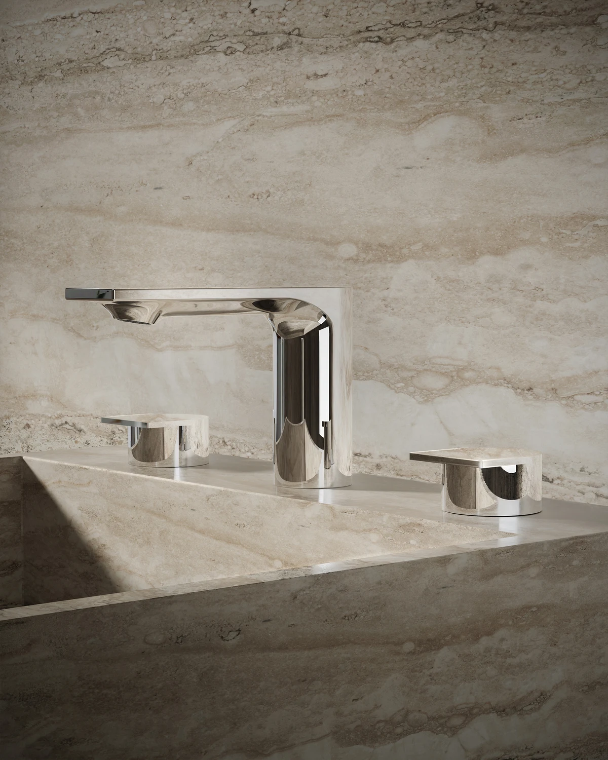 3D Rendering Of Bathroom Interior with Plumbing Fixtures