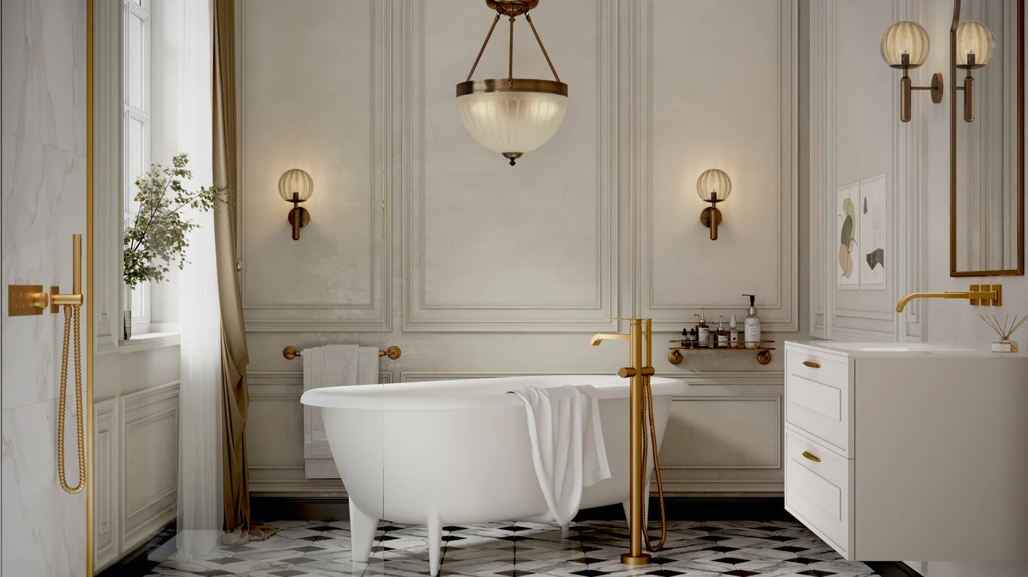 Elegant 3D Visualization of Bathroom Fixtures