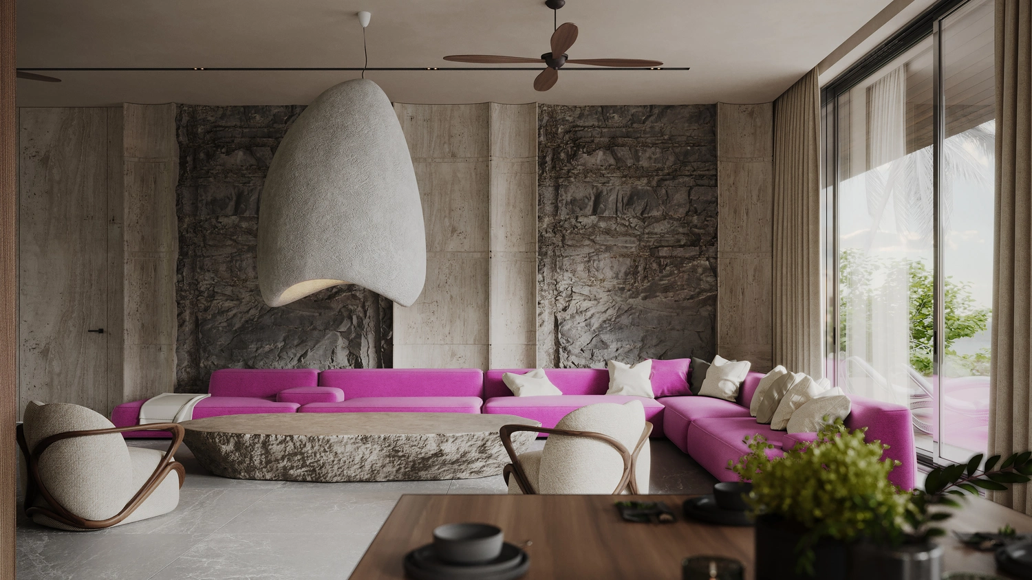 3D rendering of a living room