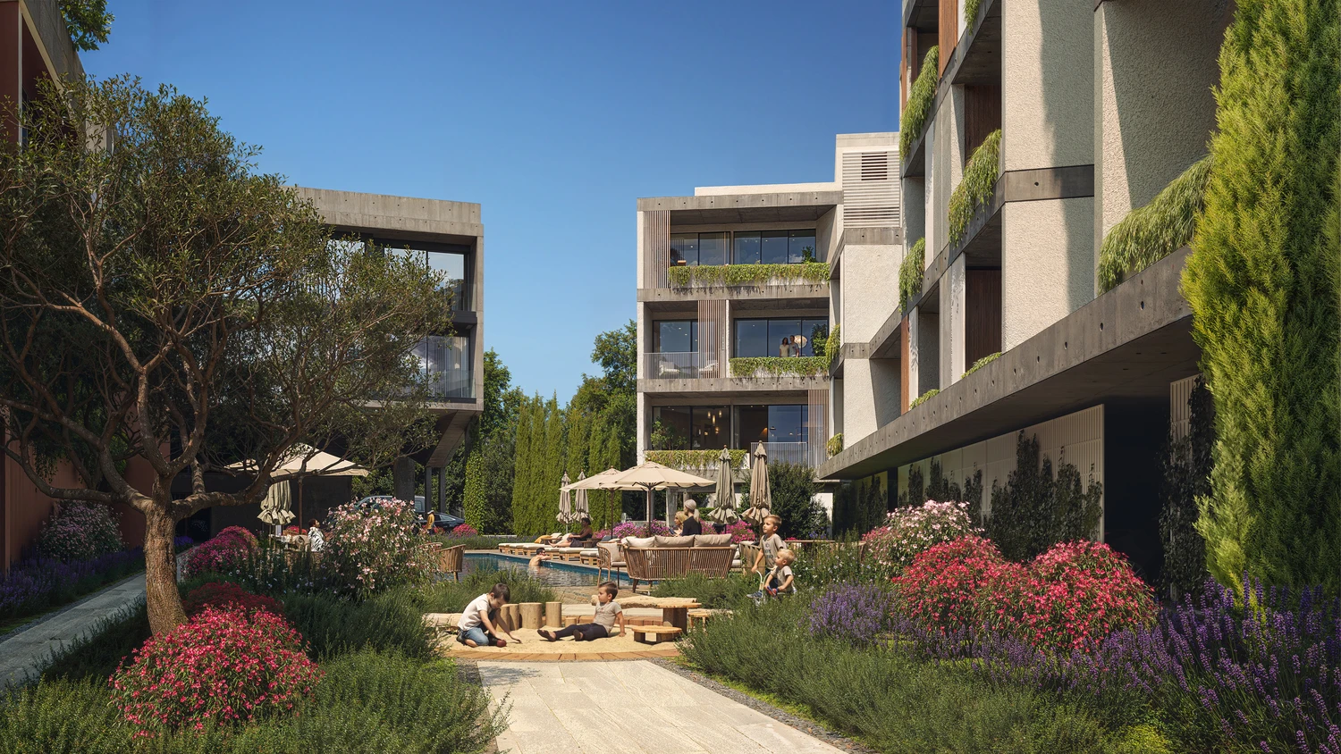 exterior 3D rendering of a residential building