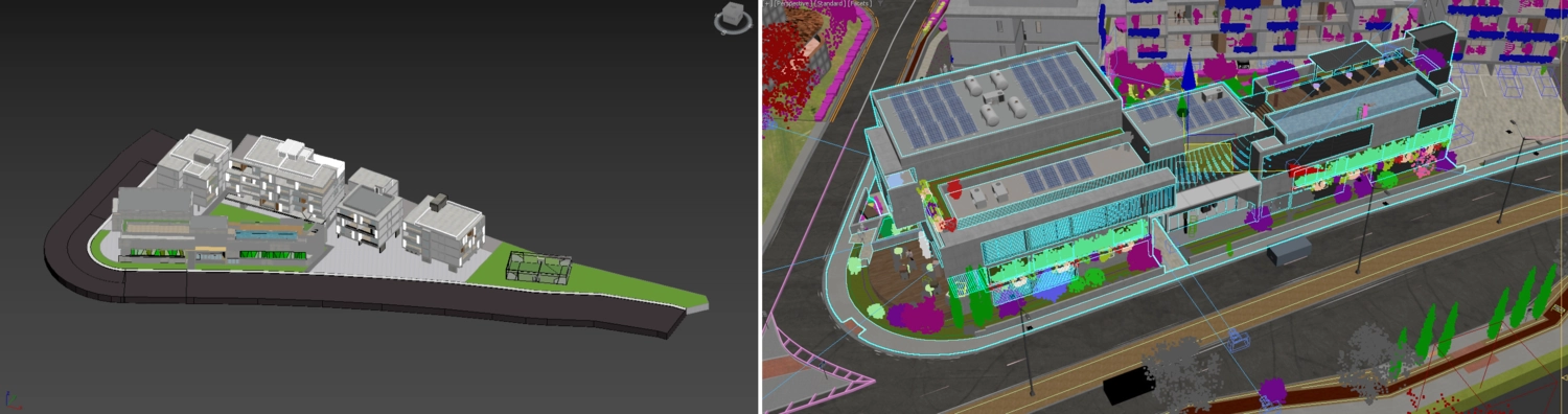 3D modeling of six unique buildings