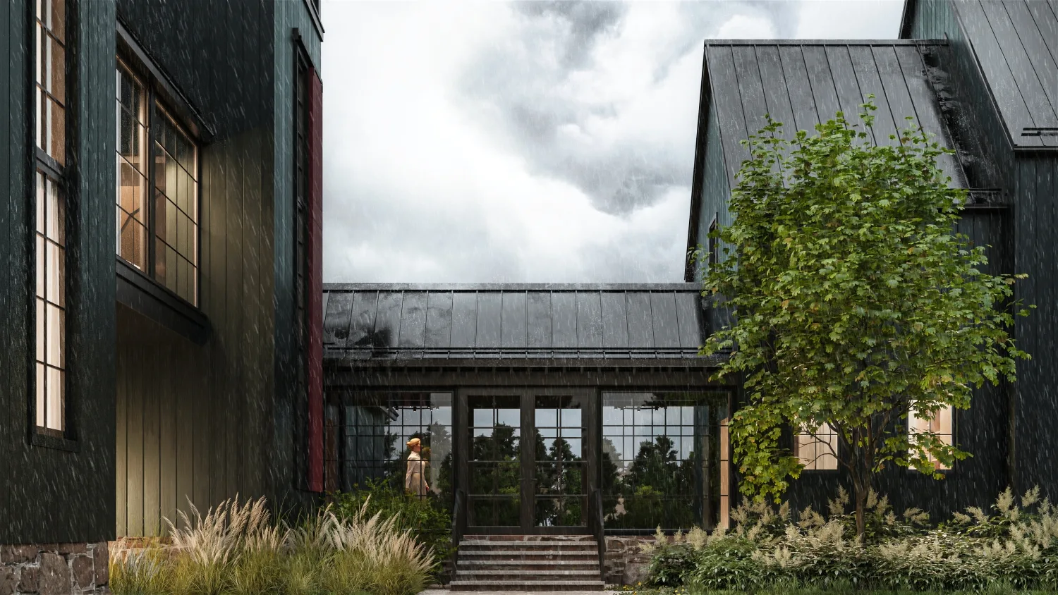 Barn house 3d rendering 1