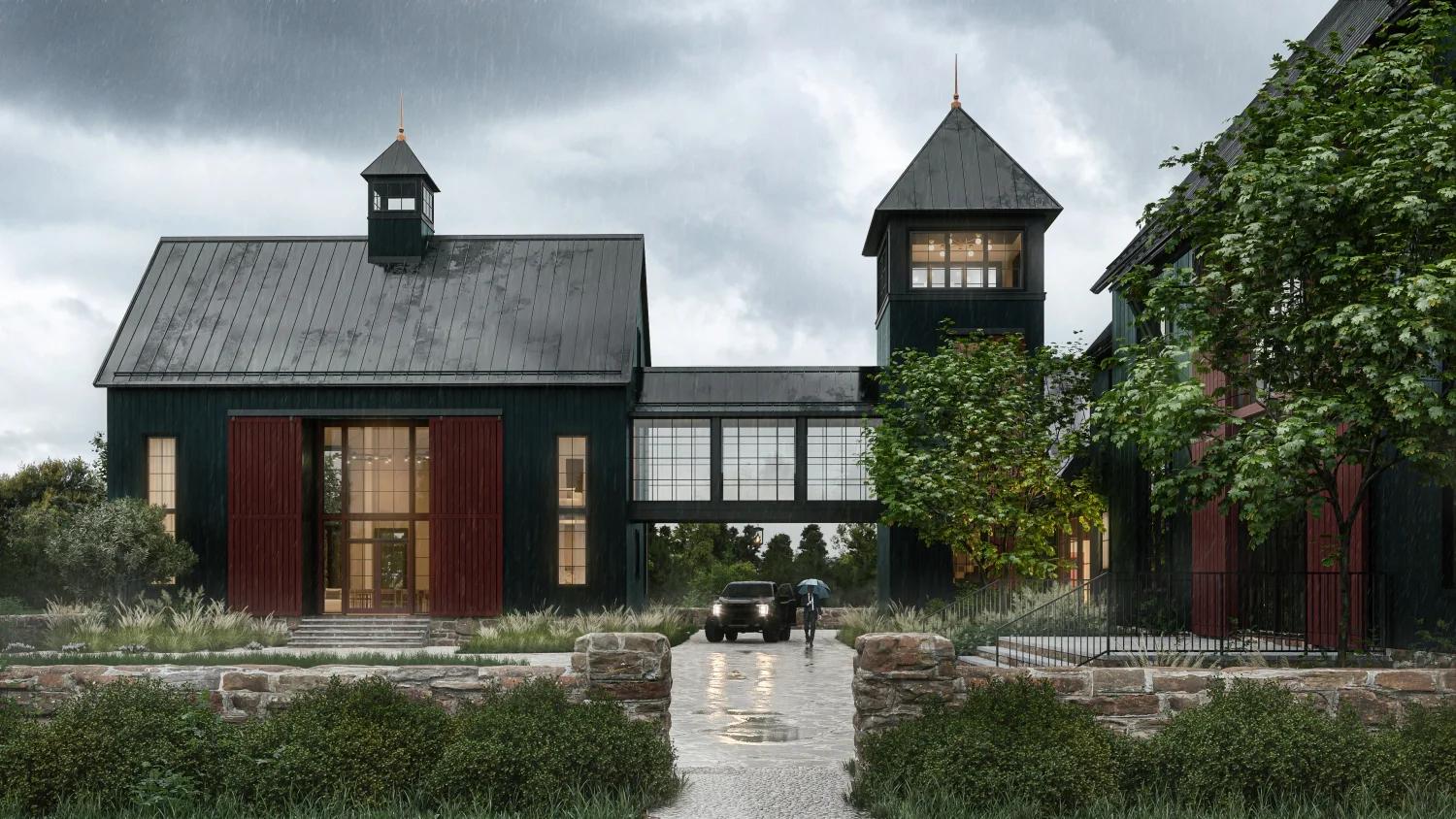 Barn house 3d rendering 2