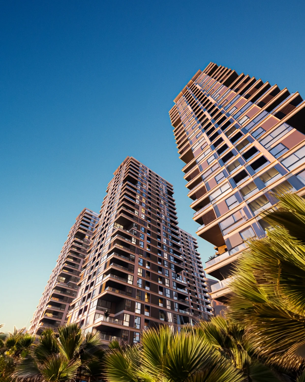 Residential apartments block 3d rendering