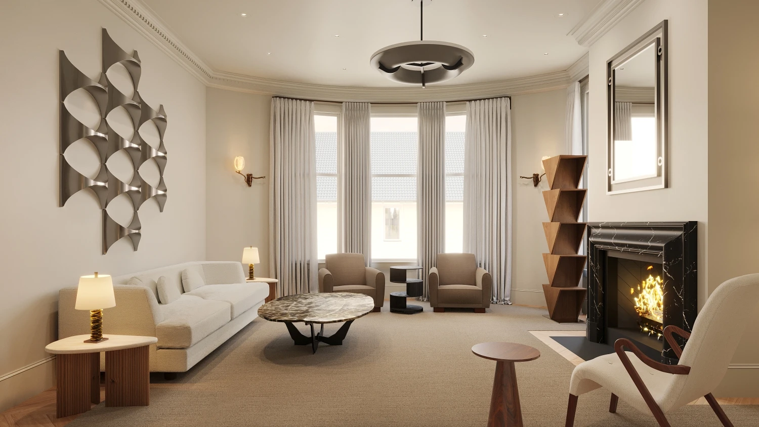 Living room interior rendering 1