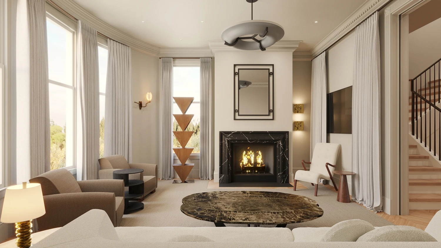 Living room interior rendering 2