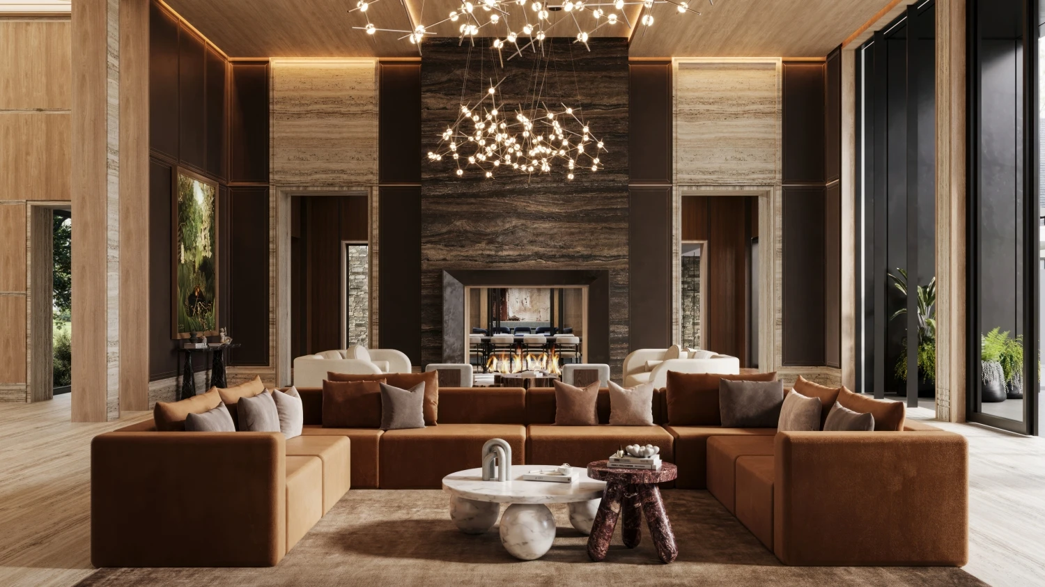 living room with fireplace