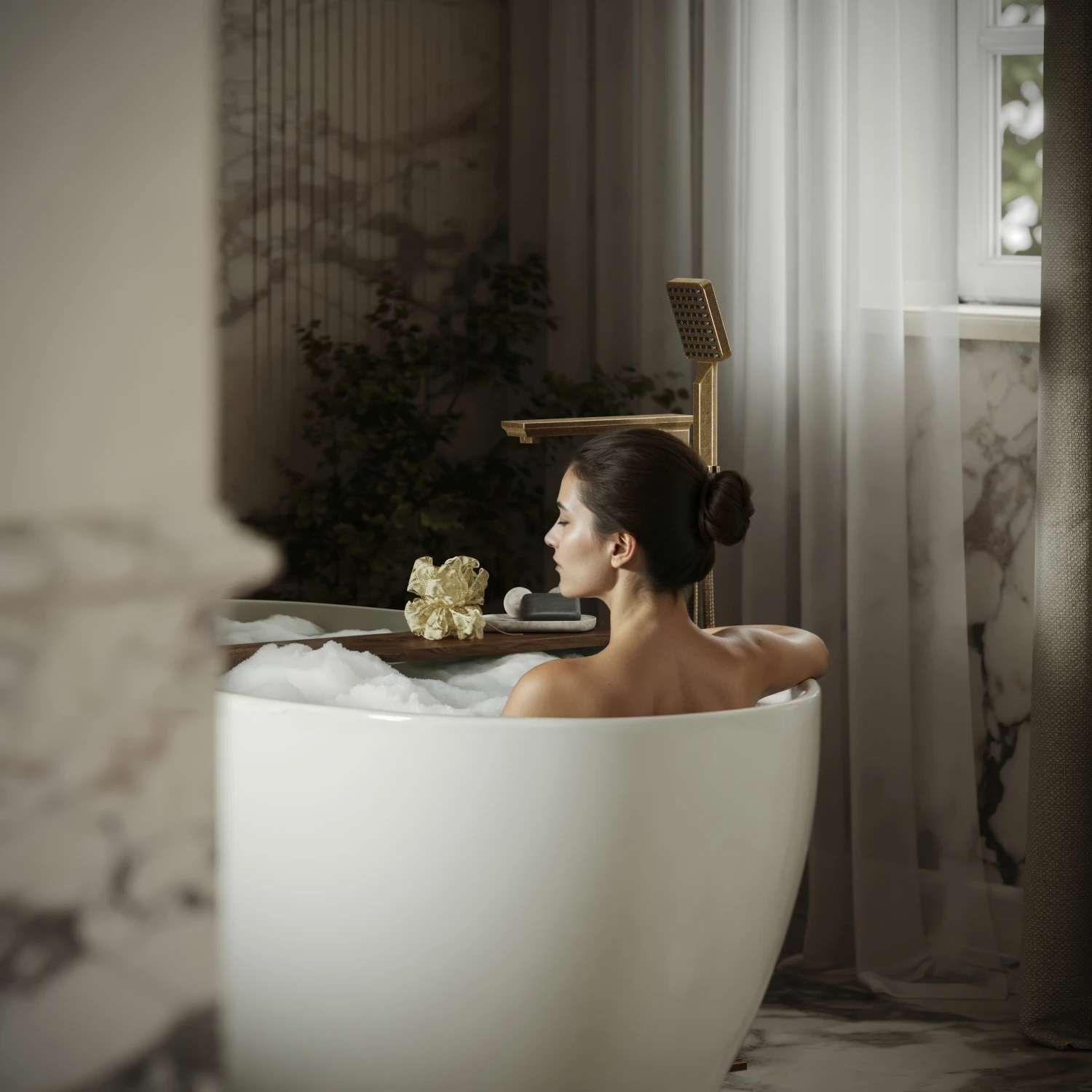 bath interior rendering with people