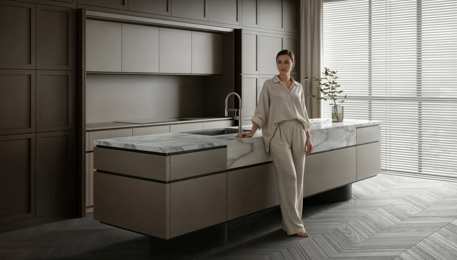 kitchen furniture visualization with people