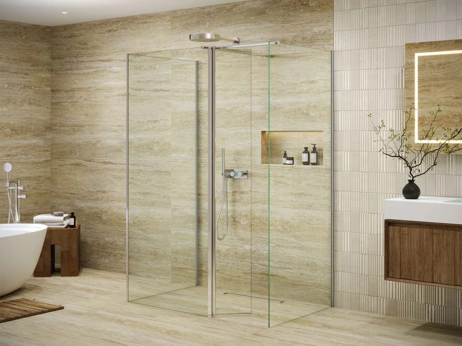 Modern Elegance: 3D Visualizations of Modular Walk-In Showers