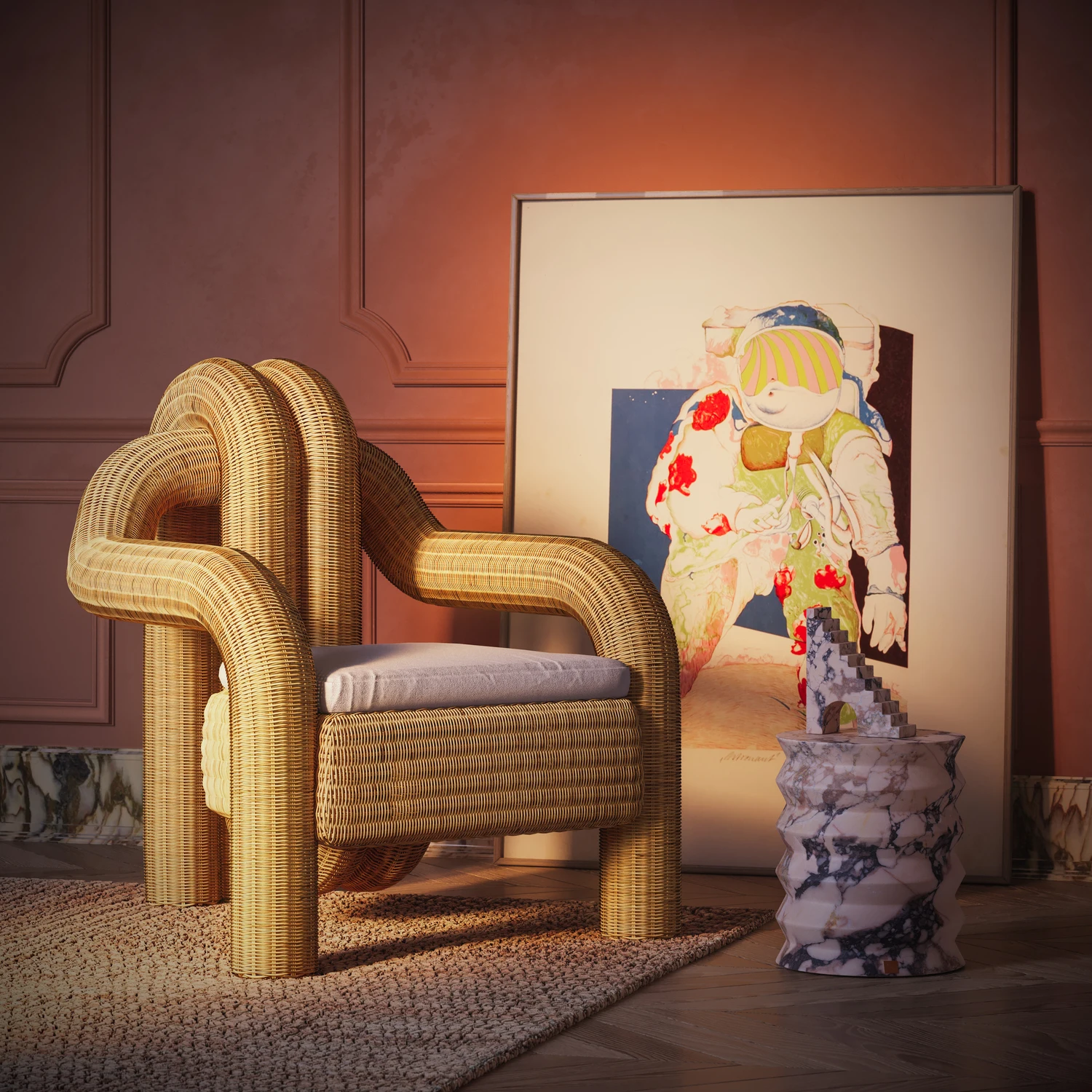furniture rendering software used for rattan chair visualization