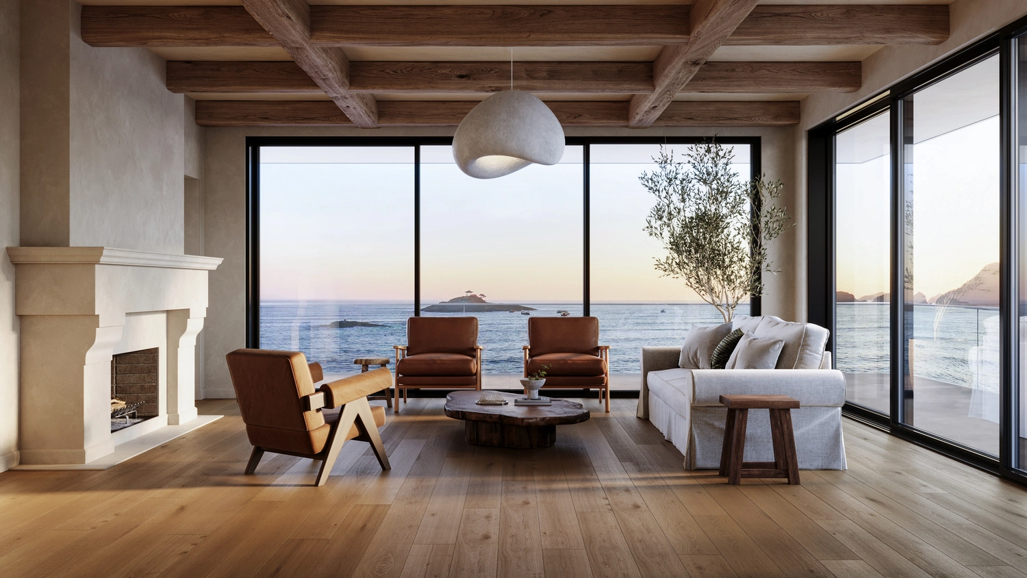 modern oak floor 3D visualization