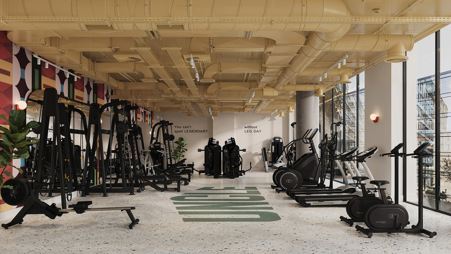 gym renders with realistic lighting