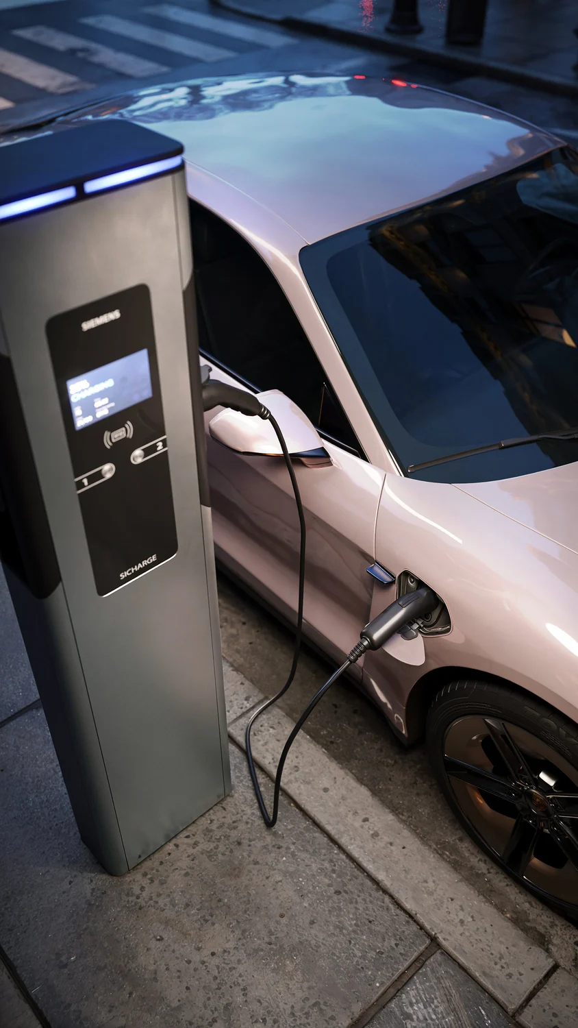 Realistic urban 3D render showcasing EV charging infrastructure
