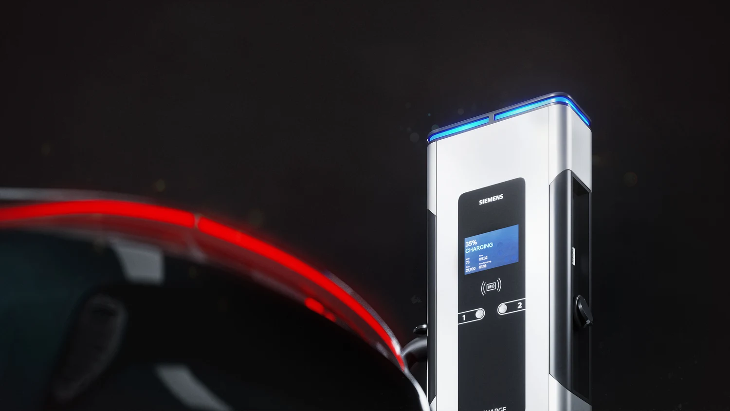 Modern EV station 3D render