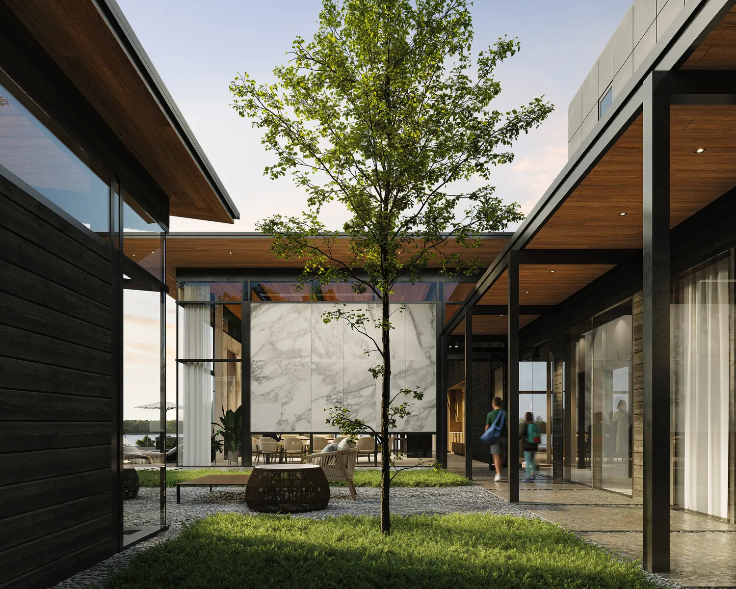 3D visualization of a modern cottage exterior