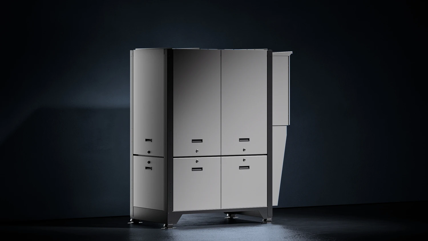 3D renders of an industrial cooling unit