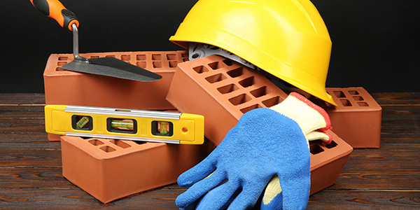 Construction equipment with bricks 