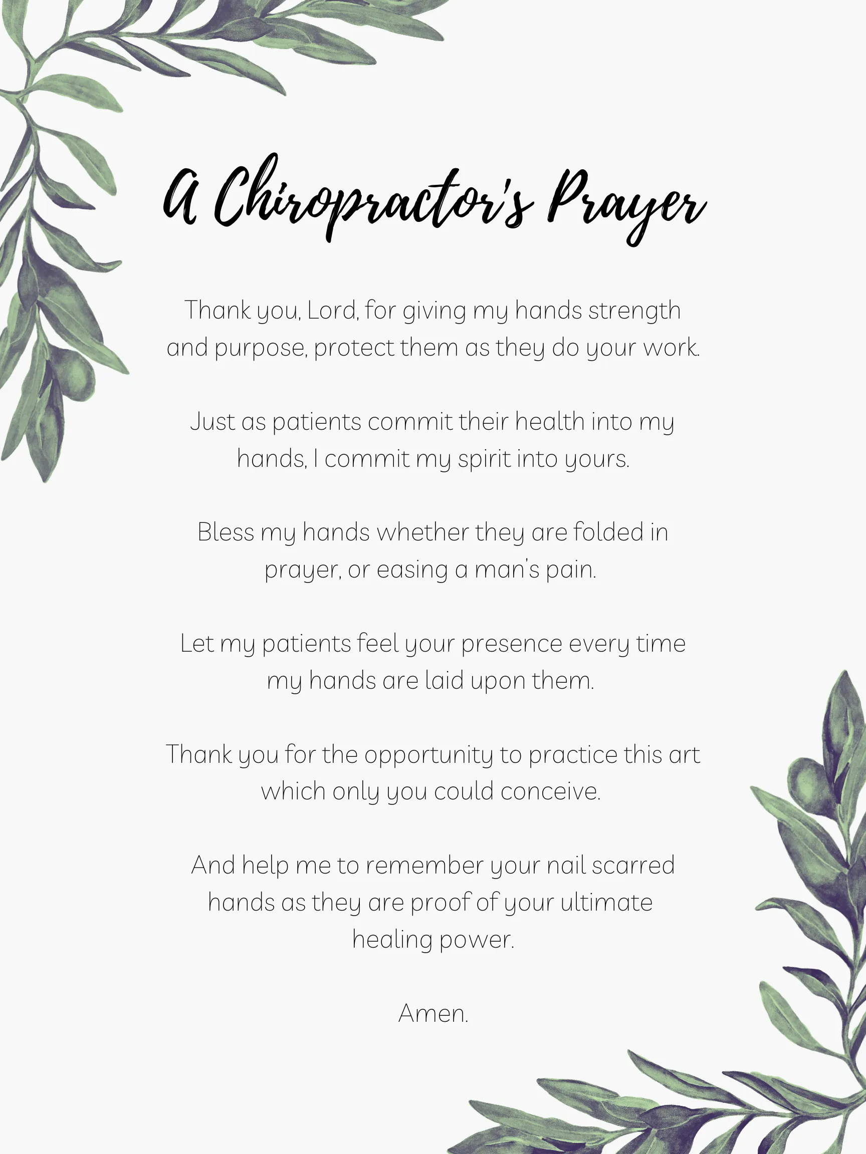 A photo of the Chiropractors Prayer