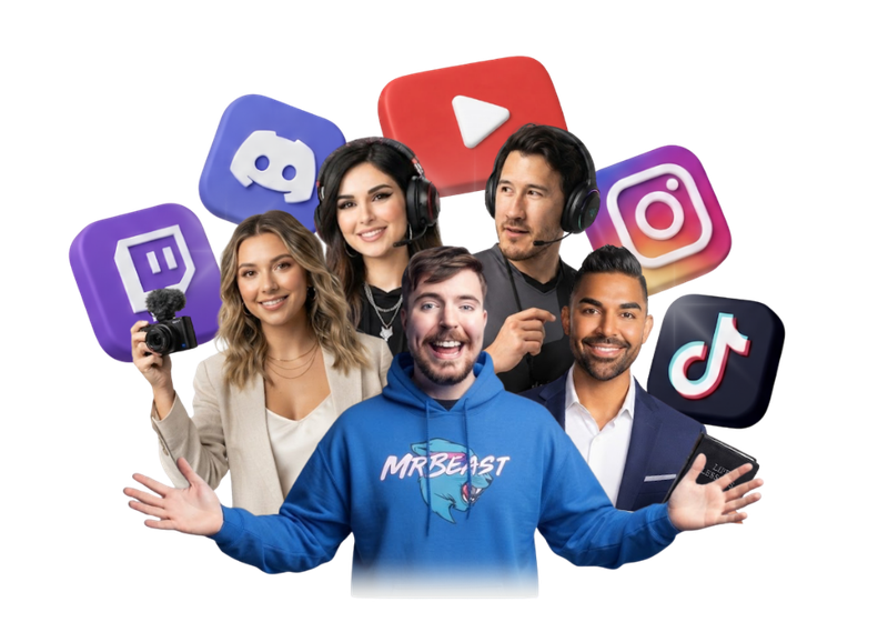 Creators surrounded by platform icons