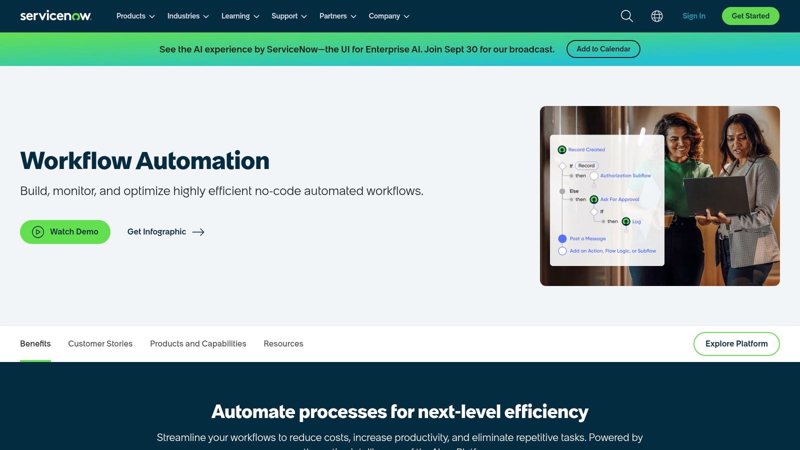 ServiceNow Workflow Automation (Now Platform)