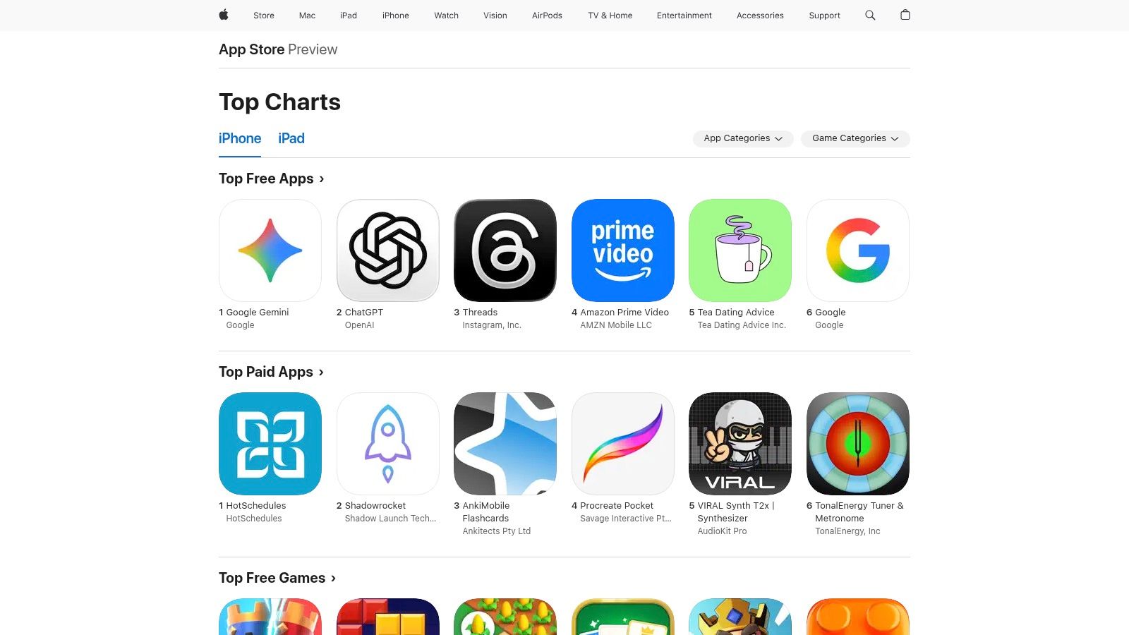 Apple App Store (iPhone/iPad/Mac)