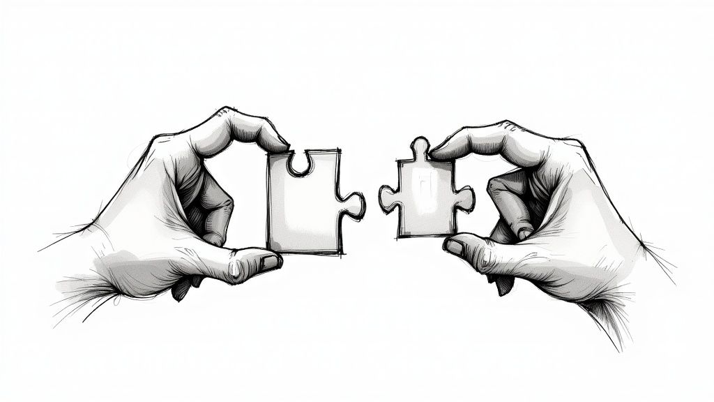 A diverse team collaborates seamlessly in a modern hybrid office environment.