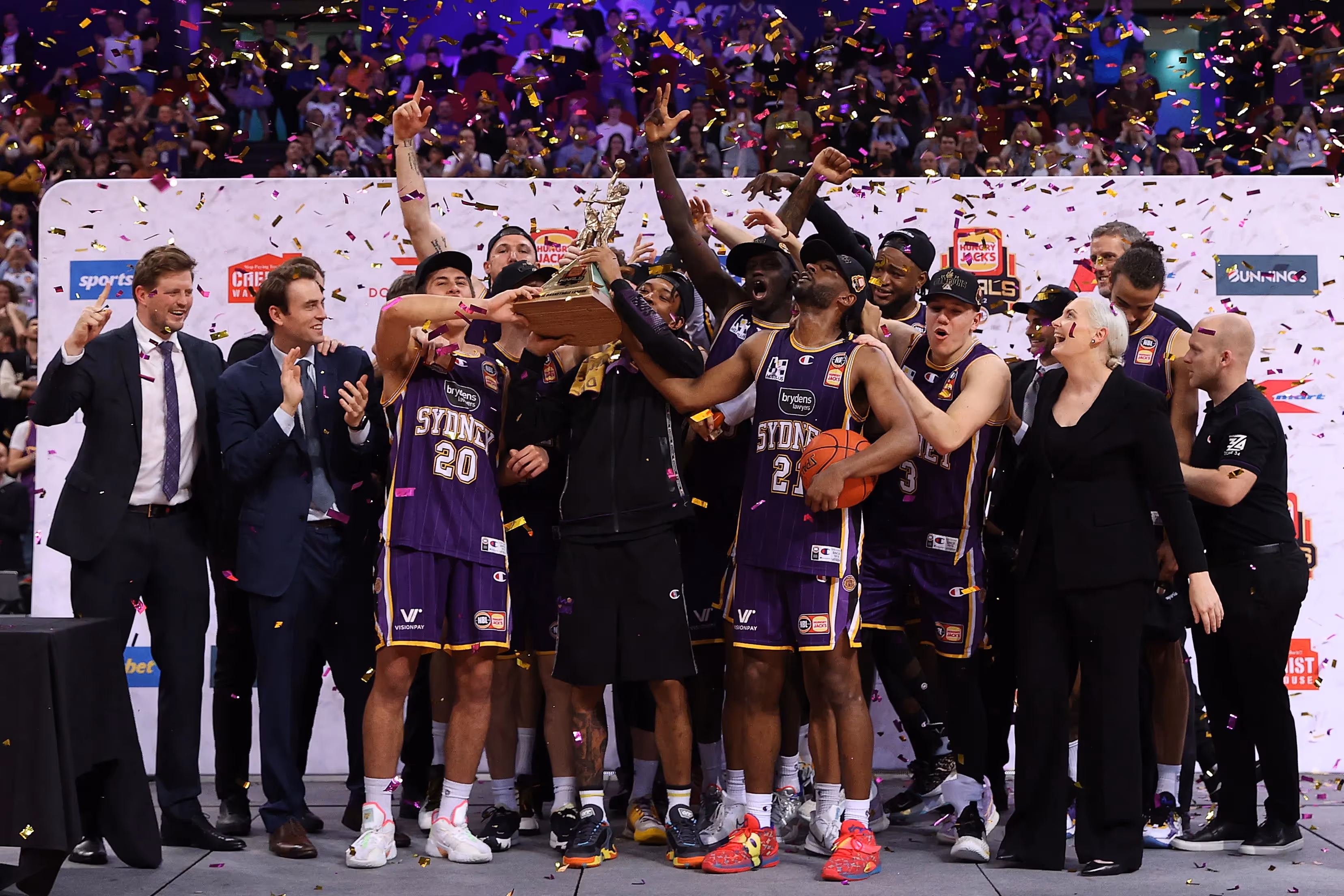 Sydney Kings Raise the Championship Trophy