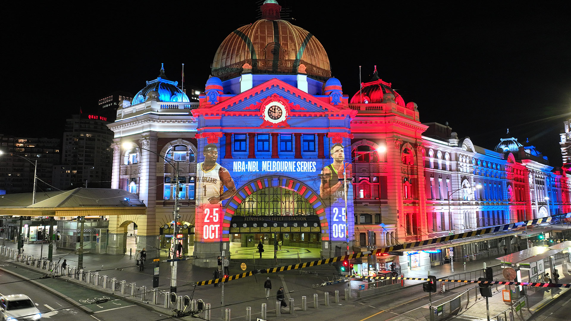 Iconic Melbourne landmark celebrates historic NBAxNBL Series