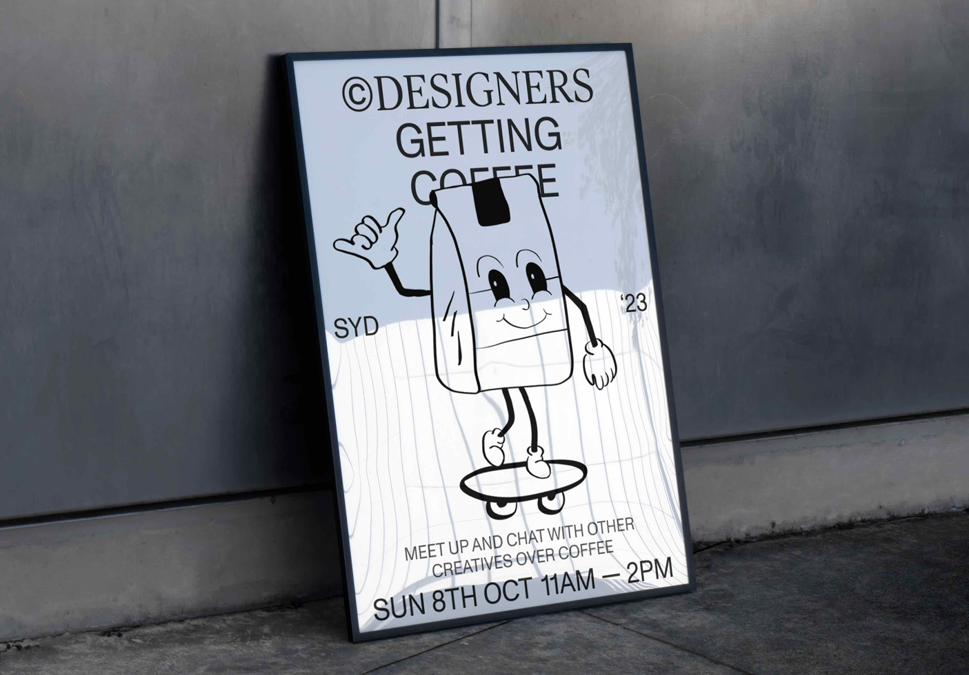 poster of designers get coffee meet up 