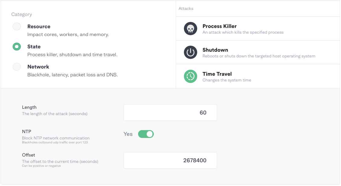 Time travel attack parameters