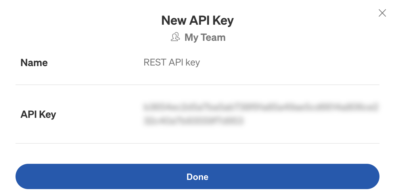 Creating a new API key in the Gremlin web app