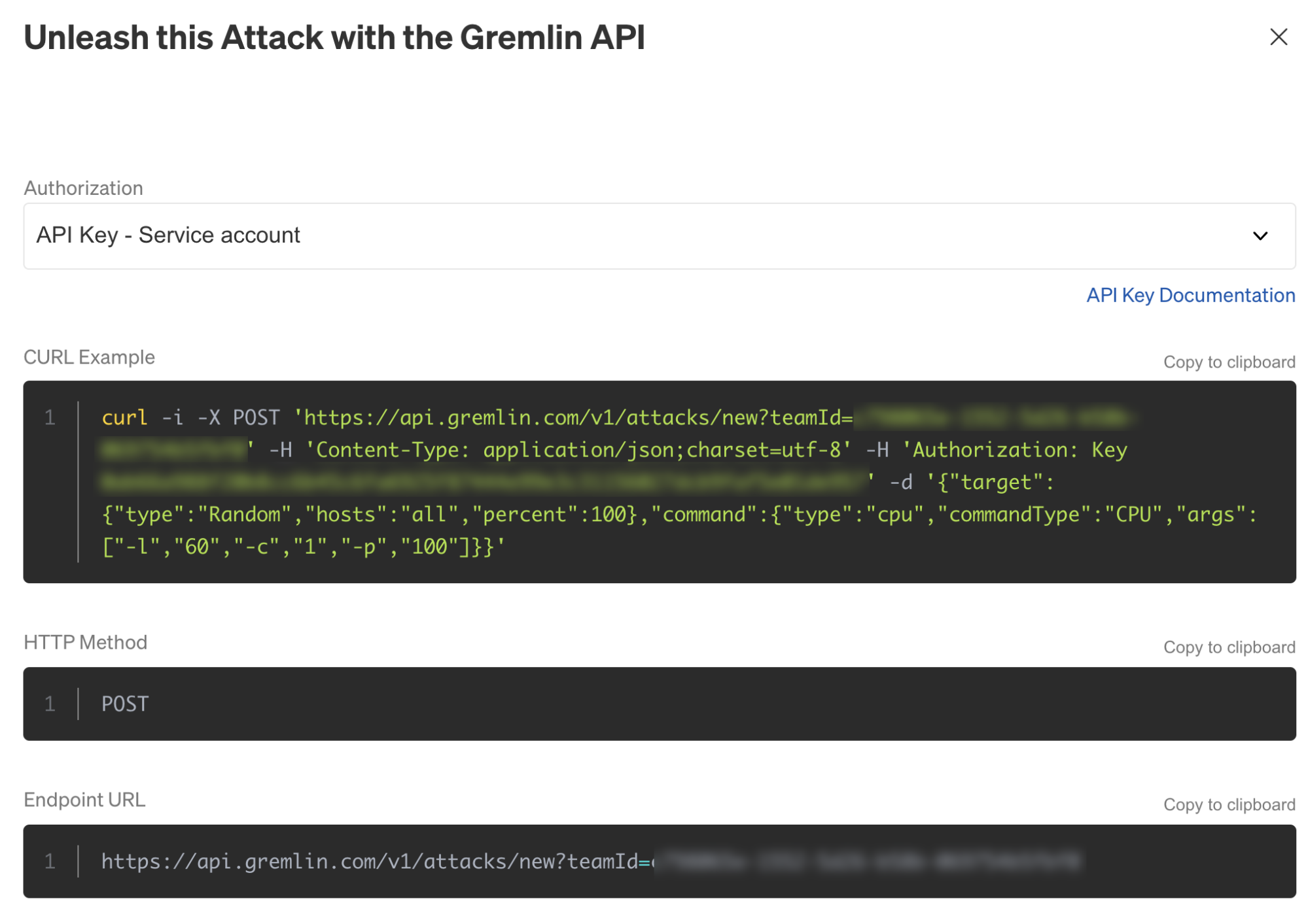 Viewing a formatted curl command in the Gremlin web app