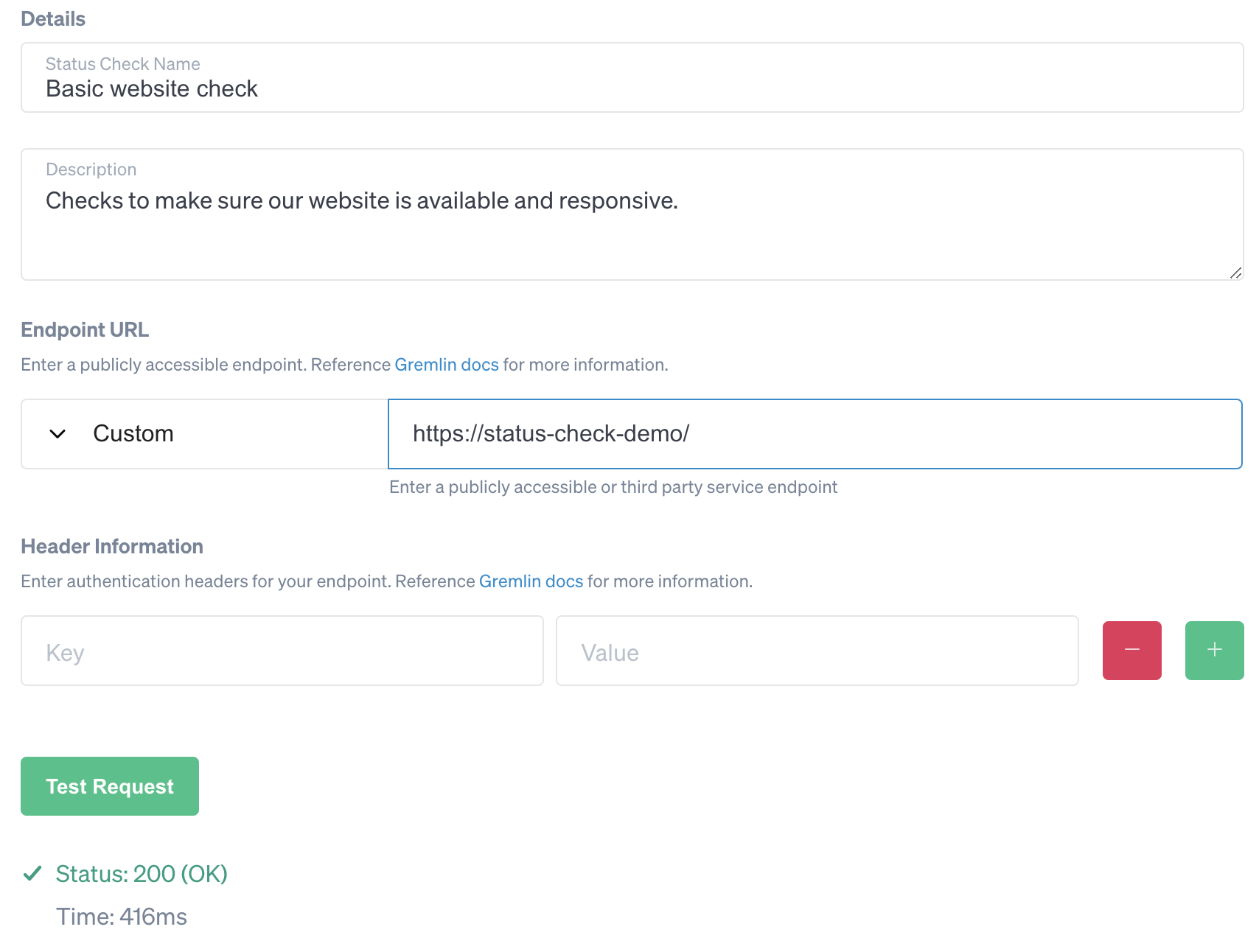 Configuring the Status Check