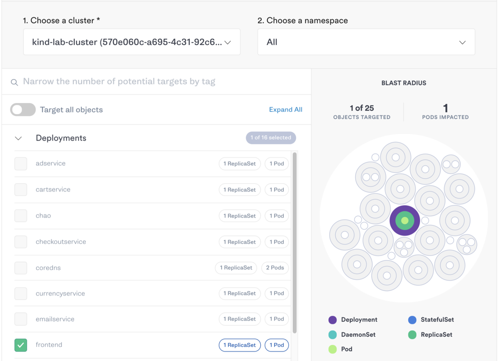 Targeting the frontend deployment