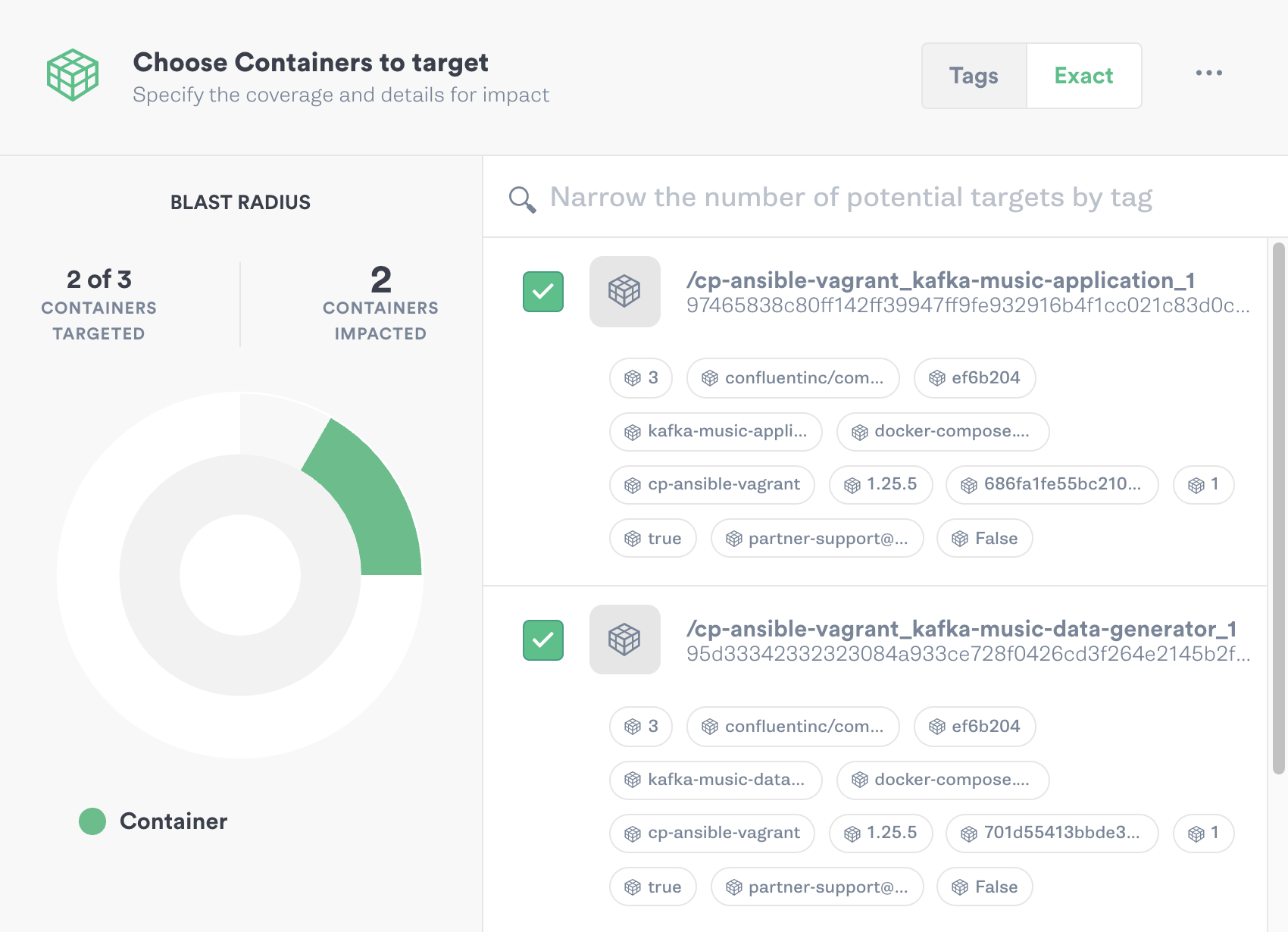 Targeting Docker containers in the Gremlin web app.