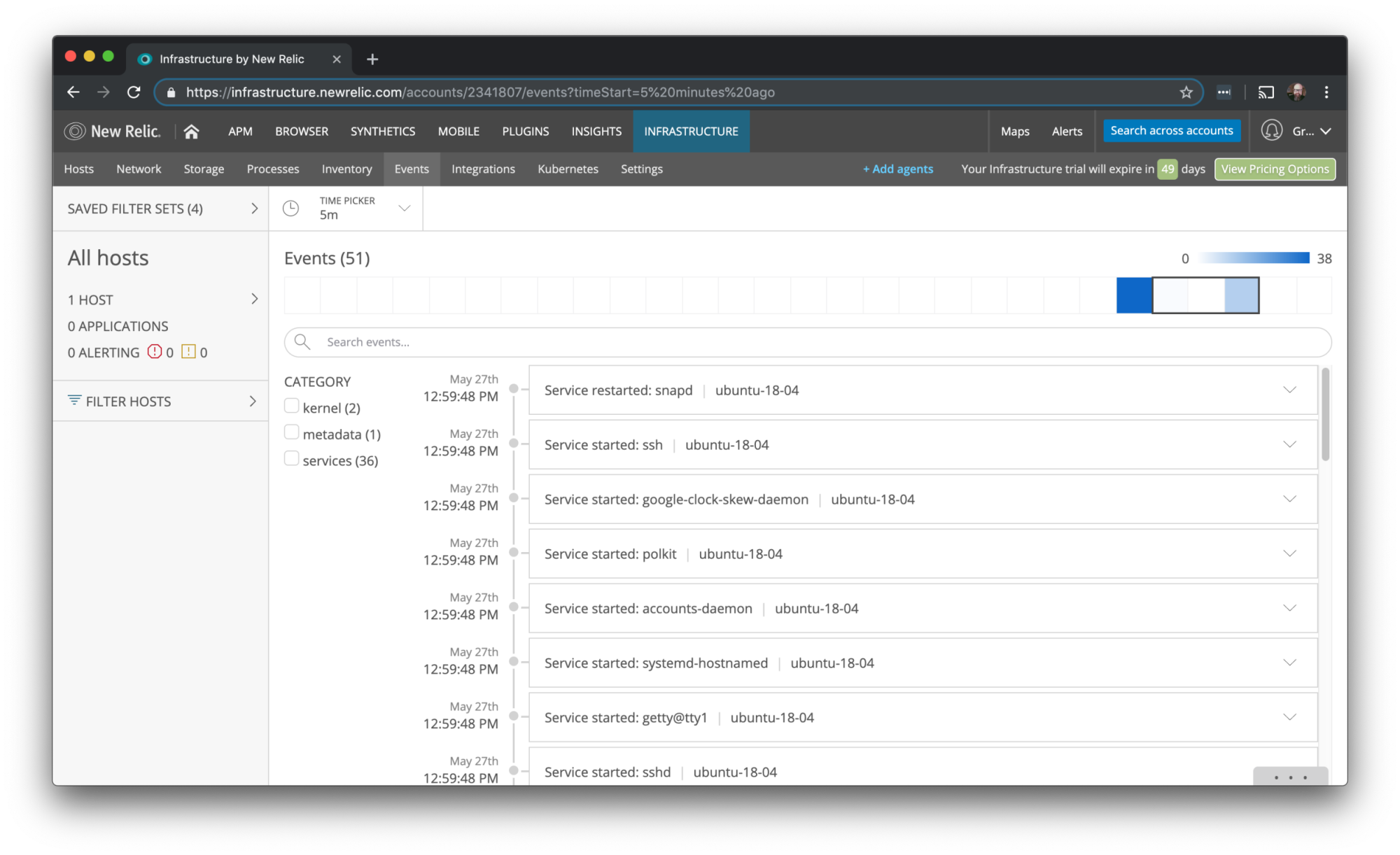 View events in New Relic