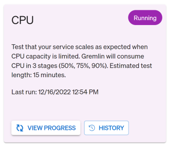 A card showing an actively running CPU test