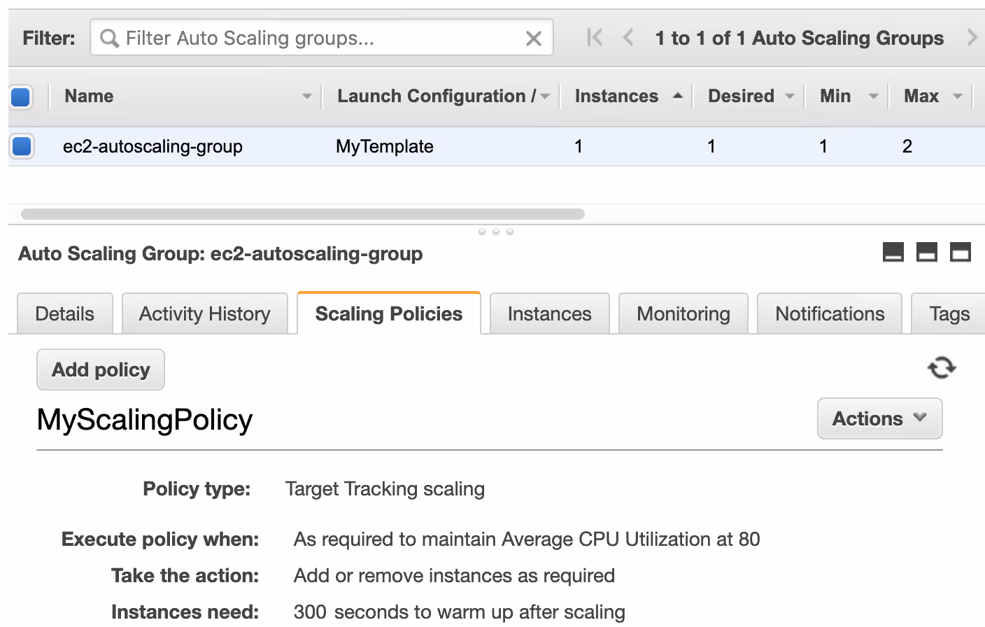 An autoscaling group in Amazon EC2