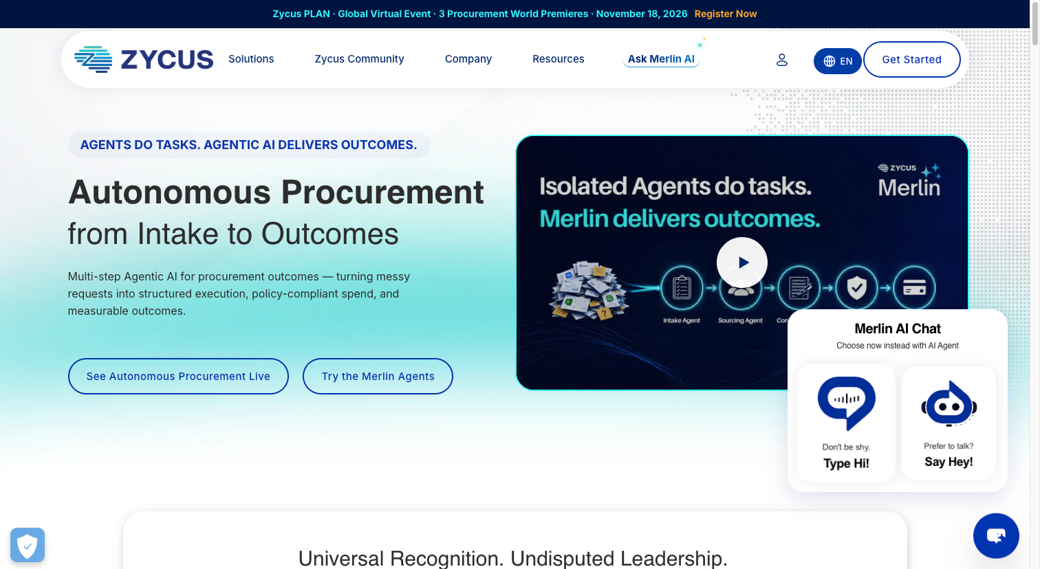 Zycus website homepage