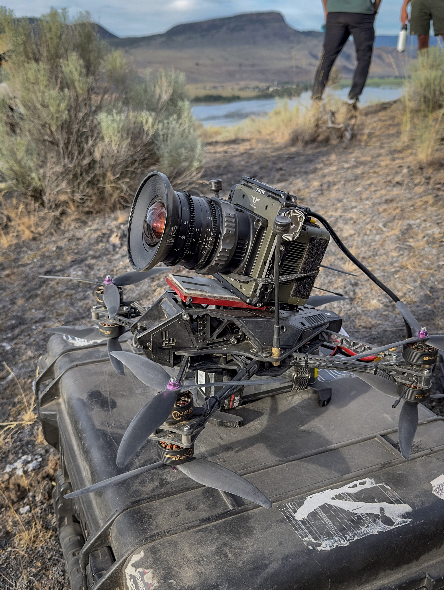 Custom FPV heavy-lift drone with cinema camera