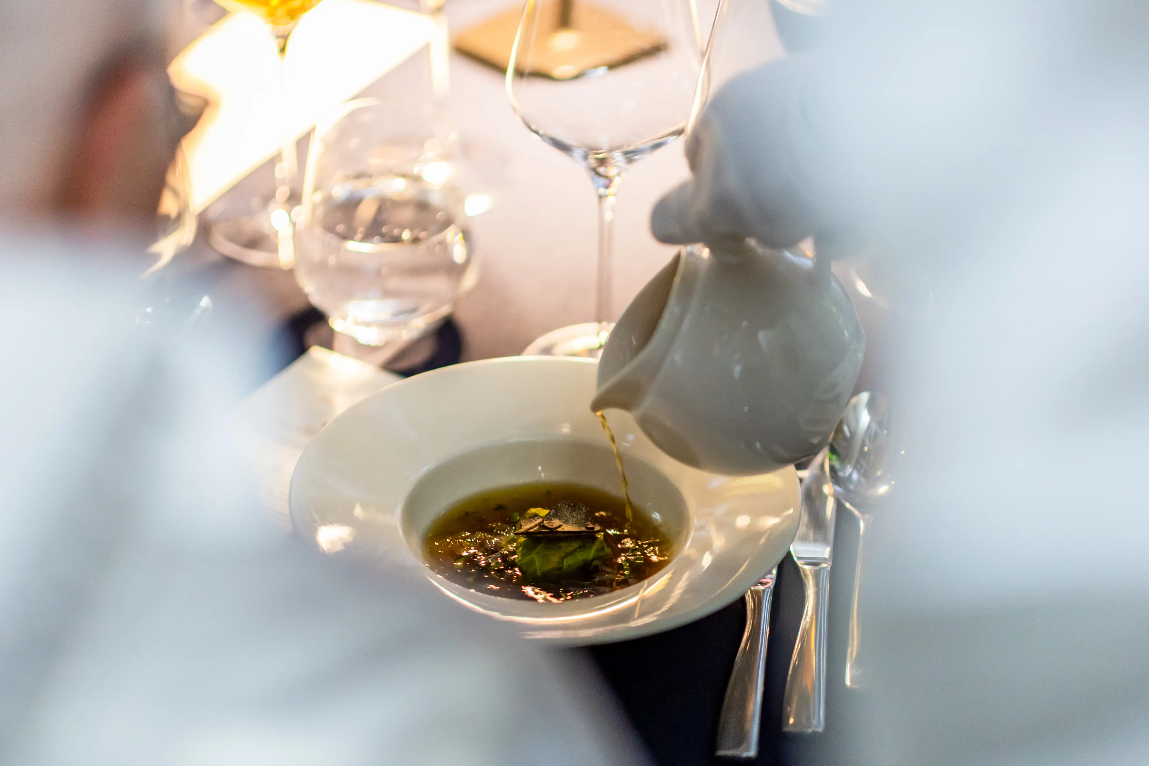 buffet resaurant situated in modern building and boats