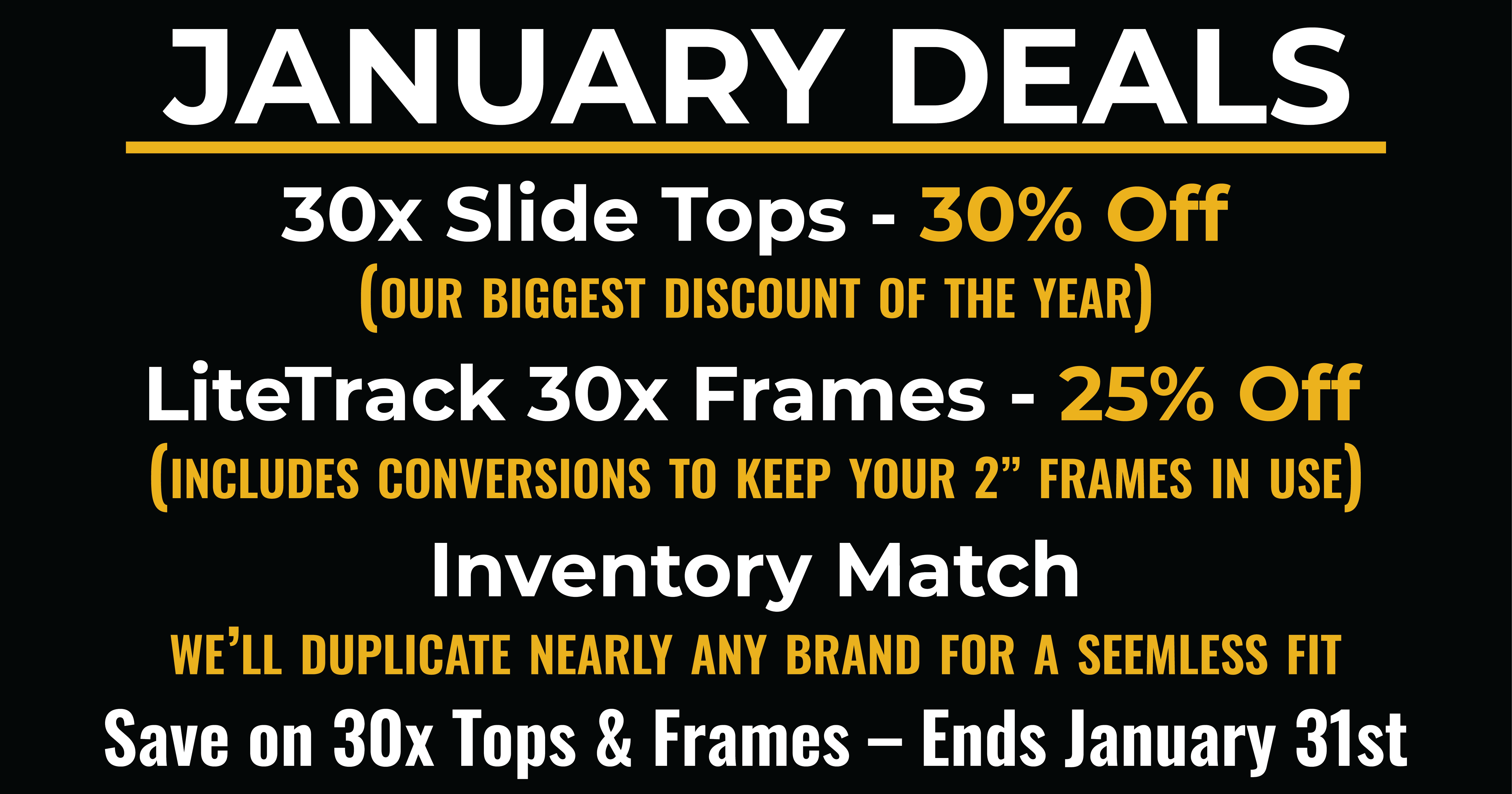 Olympic Tent January Deals - Save up to 30% off on 30x Tope and Frames