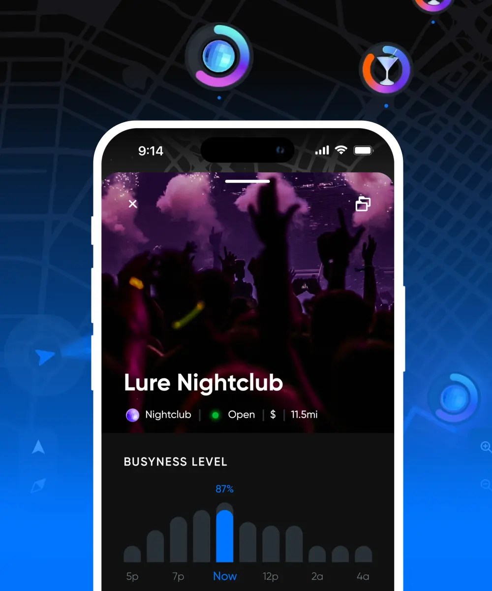 Mobile app interface design screen showing the functionality of foot traffic forecast